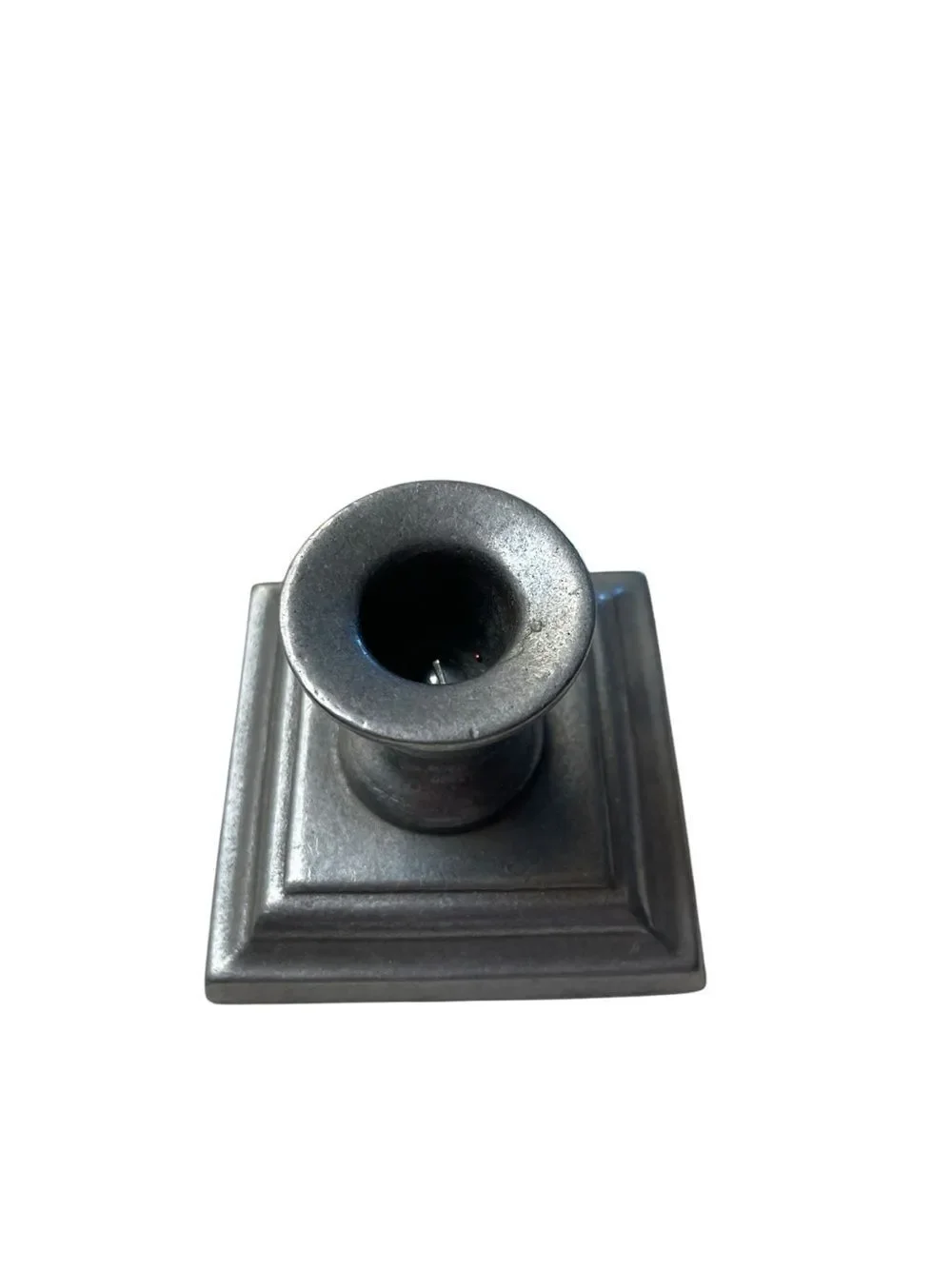 Carson Pewter Single Taper Candle Holder Vintage Square Base Rustic Home Decor